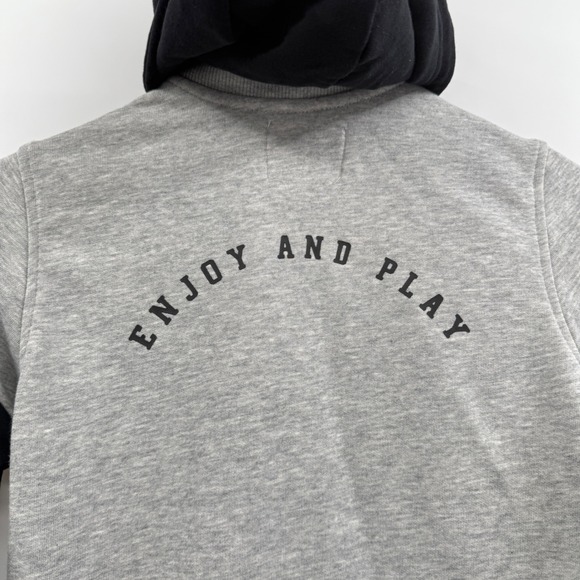 Zara Kids Size 7 Gray Black Color Block‎ Hoodie Jacket Varsity Style - Picture 7 of 10